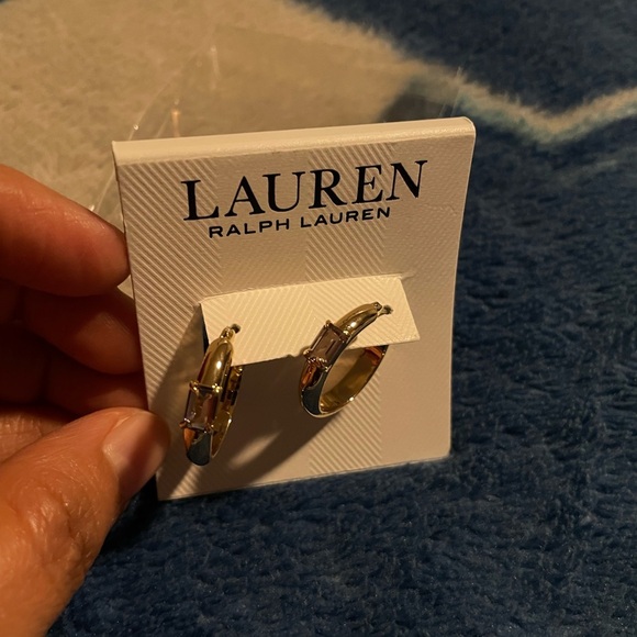 Ralph Lauren Gold and Silver Hoop Earrings - Picture 4 of 7